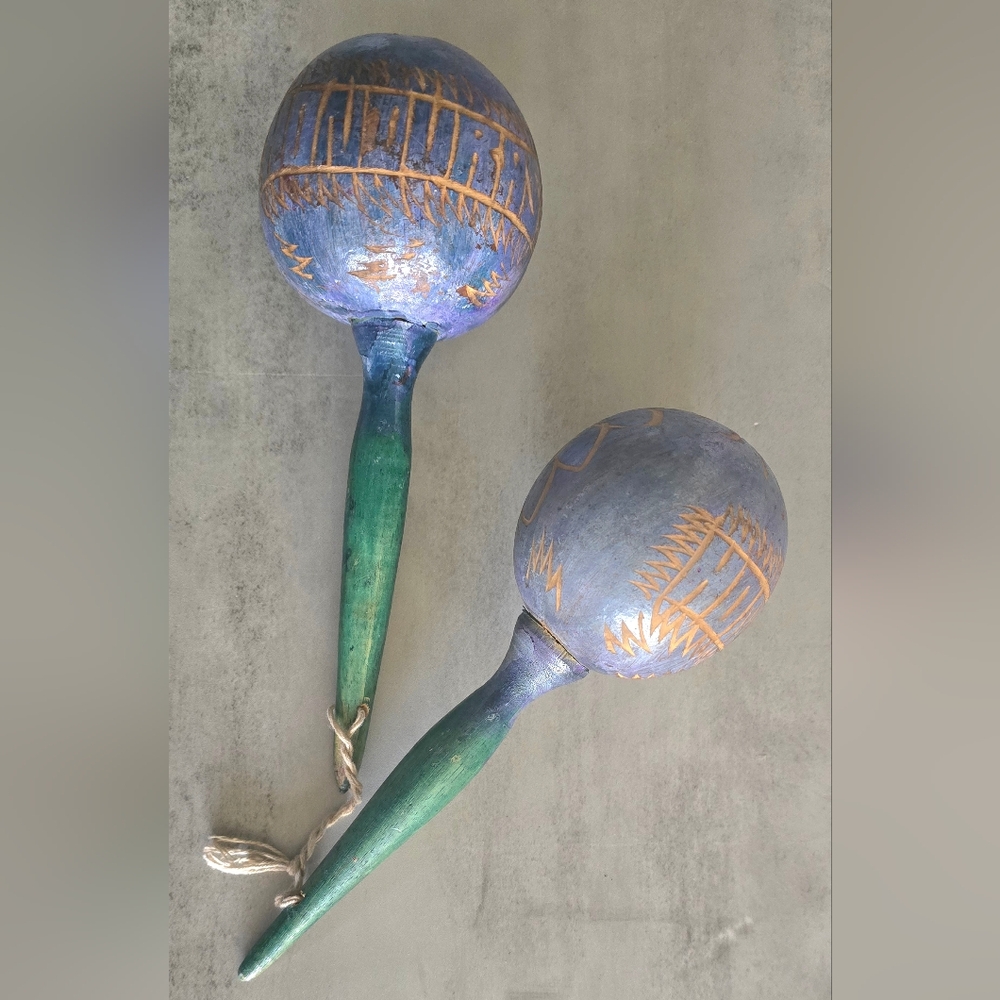 Handcrafted Blue and Green Maracas